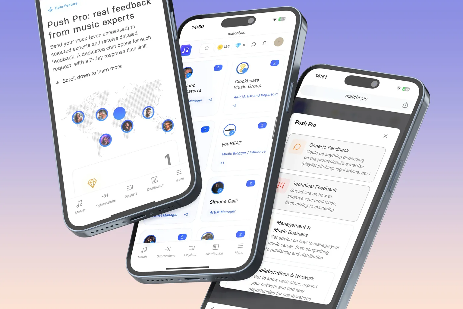 Connect with industry Pros and get expert feedback on your music career - Introducing Matchfy.io PRO