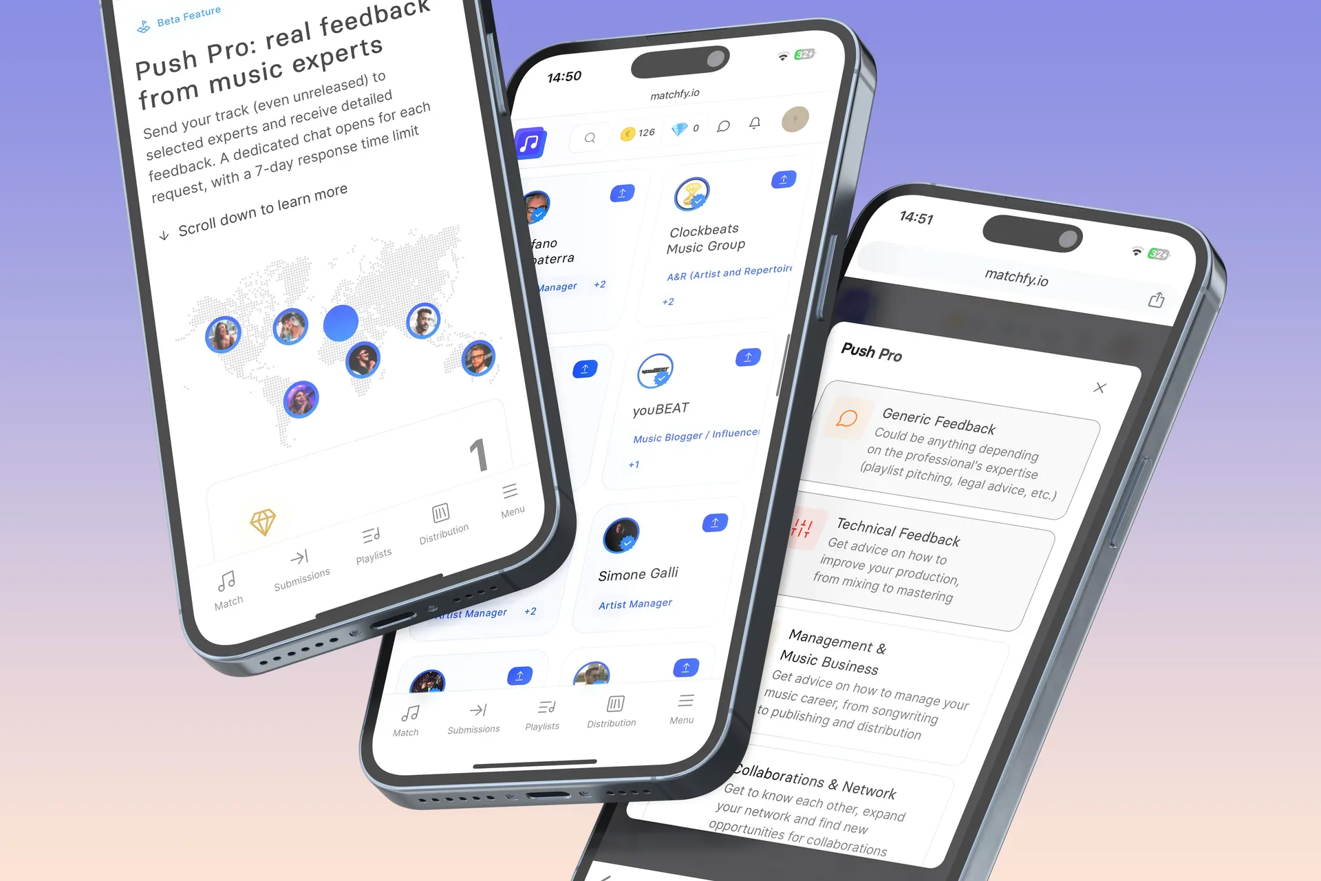 Connect with industry Pros and get expert feedback on your music career - Introducing Matchfy.io PRO
